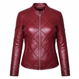 Vintage Mossimo Red Leather Jacket Oxblood Y2K Medium Cafe Racer Moto